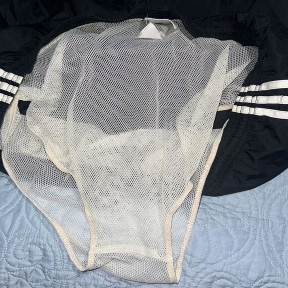 Adidas Mens Black Nylon Mesh-Lined Athletic Shorts - Picture 2 of 8